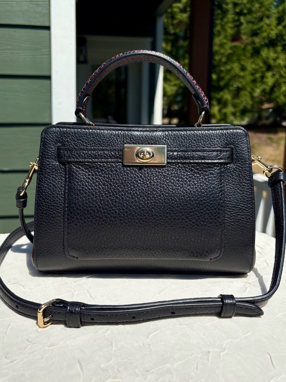 COACH Lane Satchel In Black Leather C8687